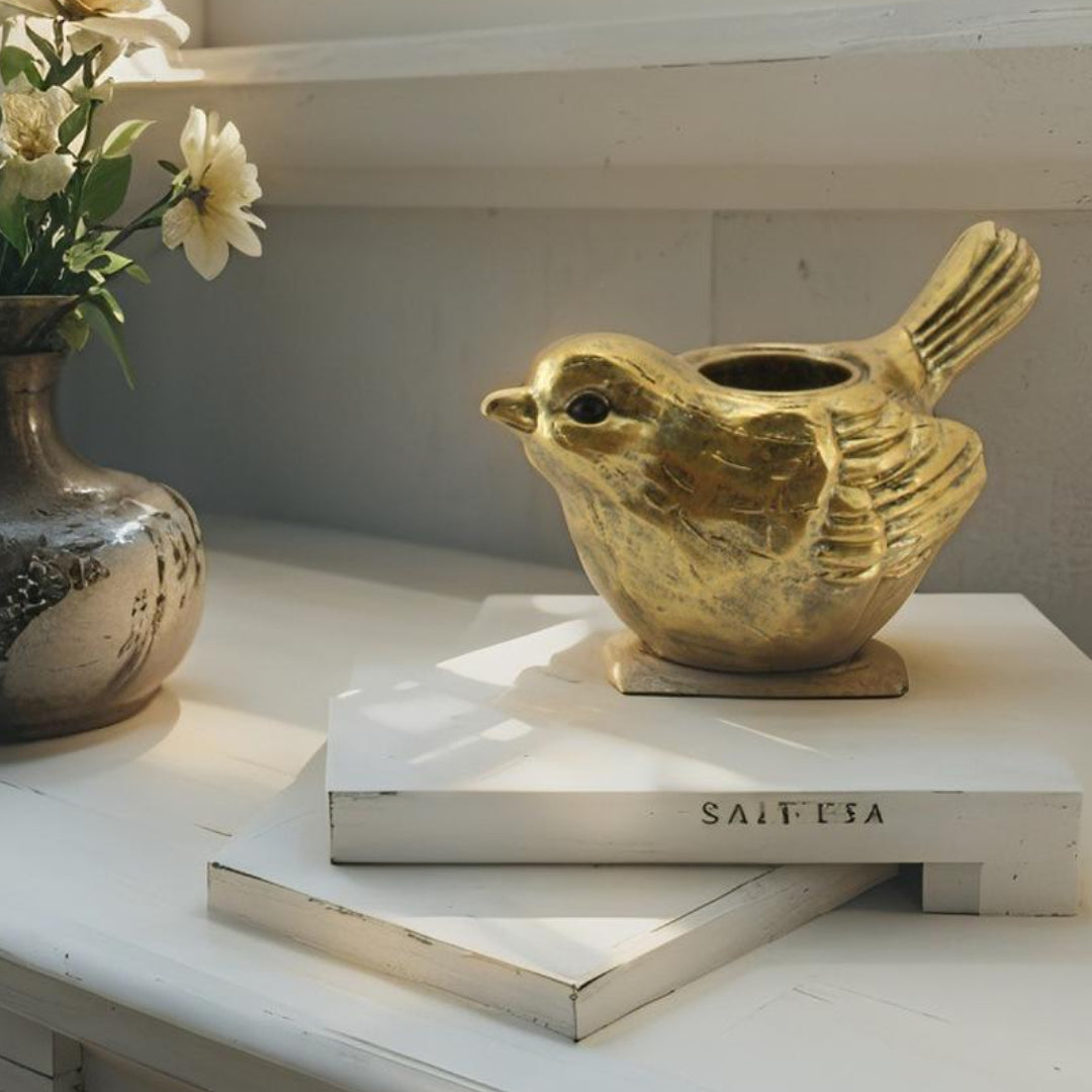 Anique Gold Bird Tea Light Candle Holder