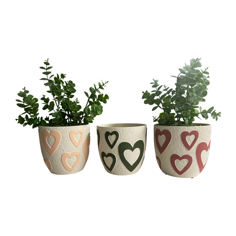 Colour Heart Pots with Hole & Plug - Set of 3