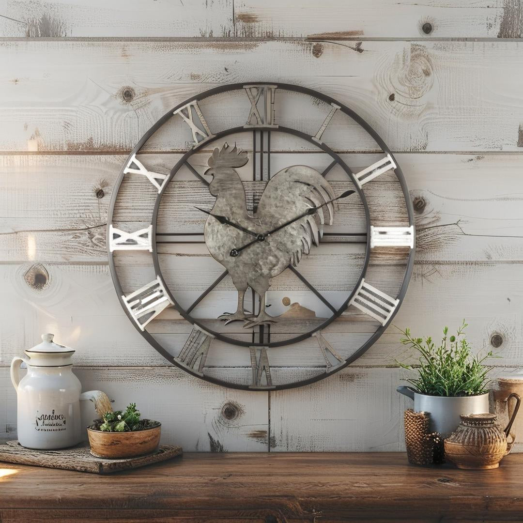 Country Rooster Wall Clock