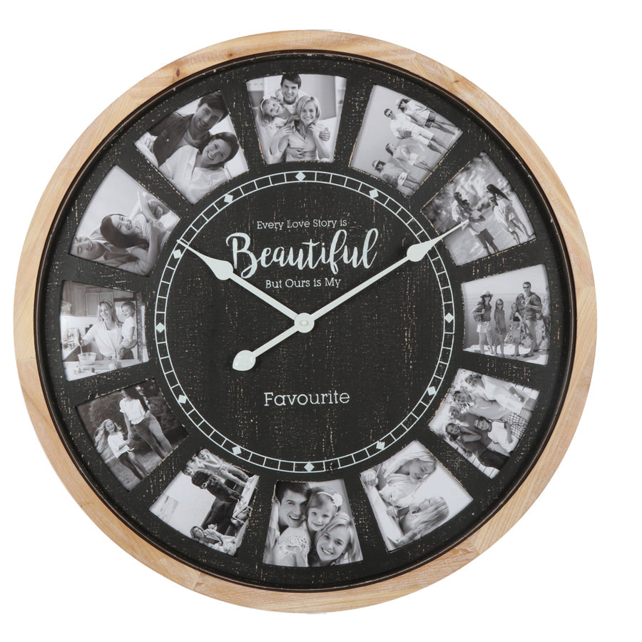 Distressed Photo Gallery Collage Wall Clock