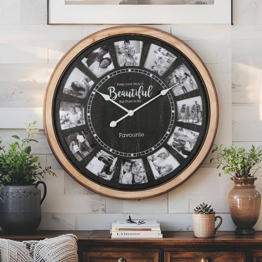Distressed Photo Gallery Collage Wall Clock