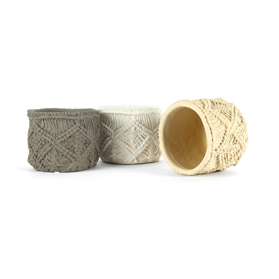 Macrame Pots with Hole & Plug - Set of 3