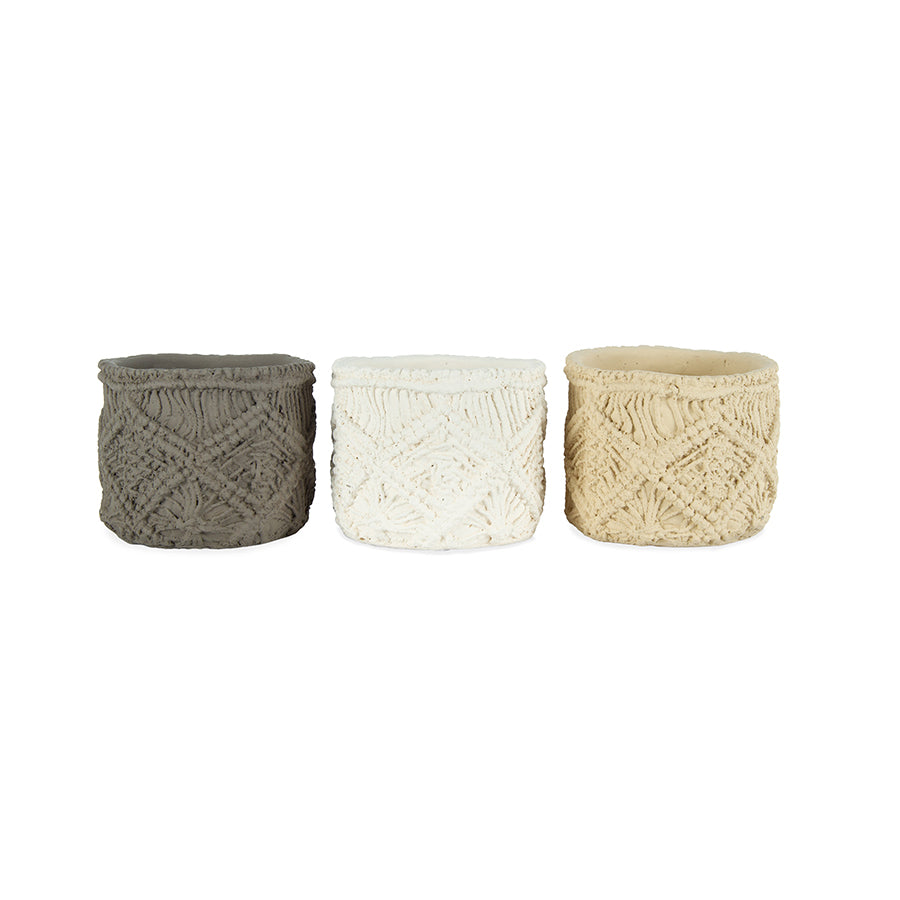 Macrame Pots with Hole & Plug - Set of 3
