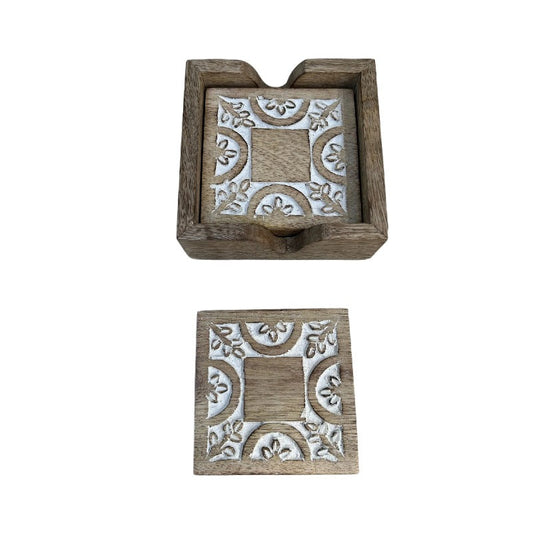 Mango Wood Handcrafted Carved Coasters