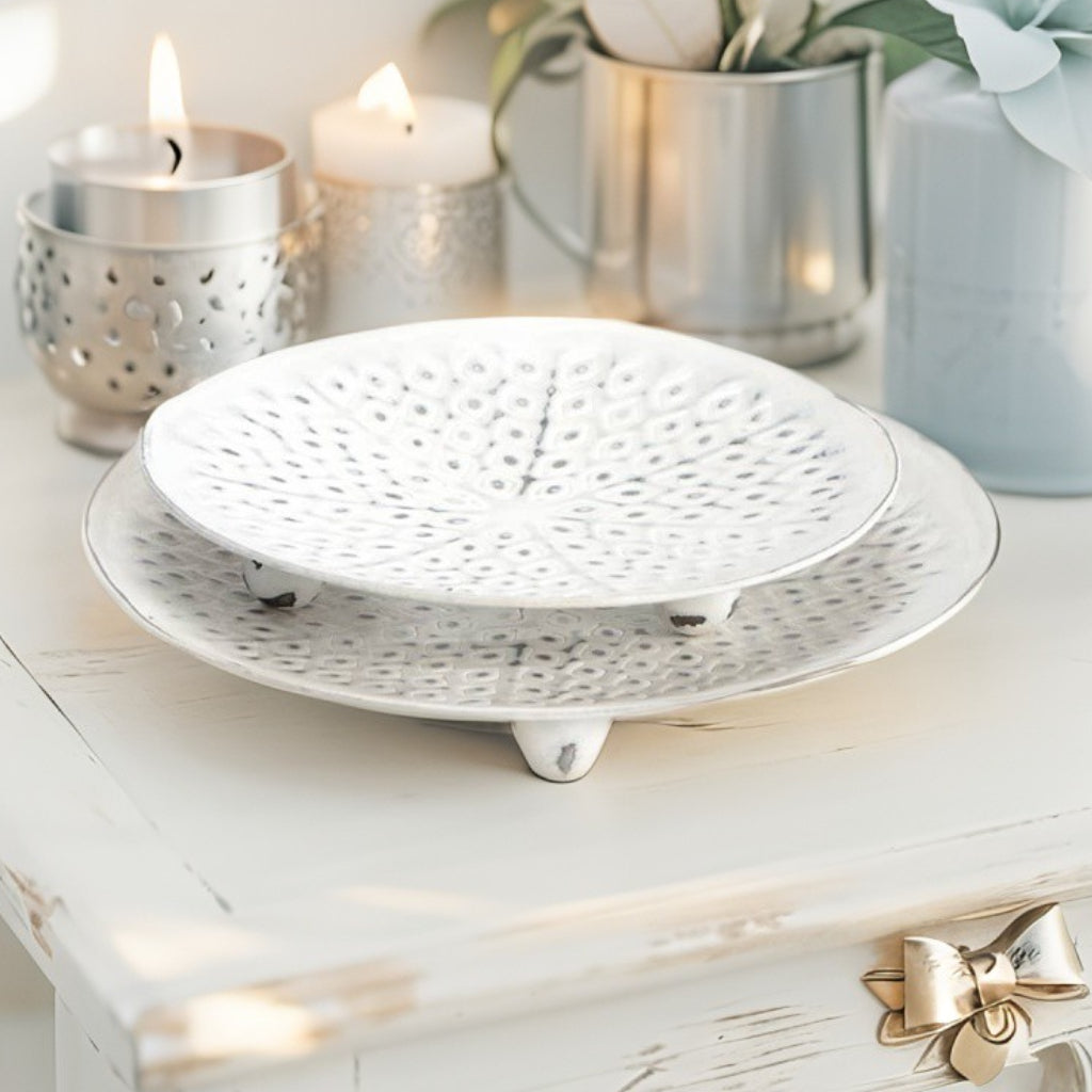 Metal Punched Hamptons Candle Plate