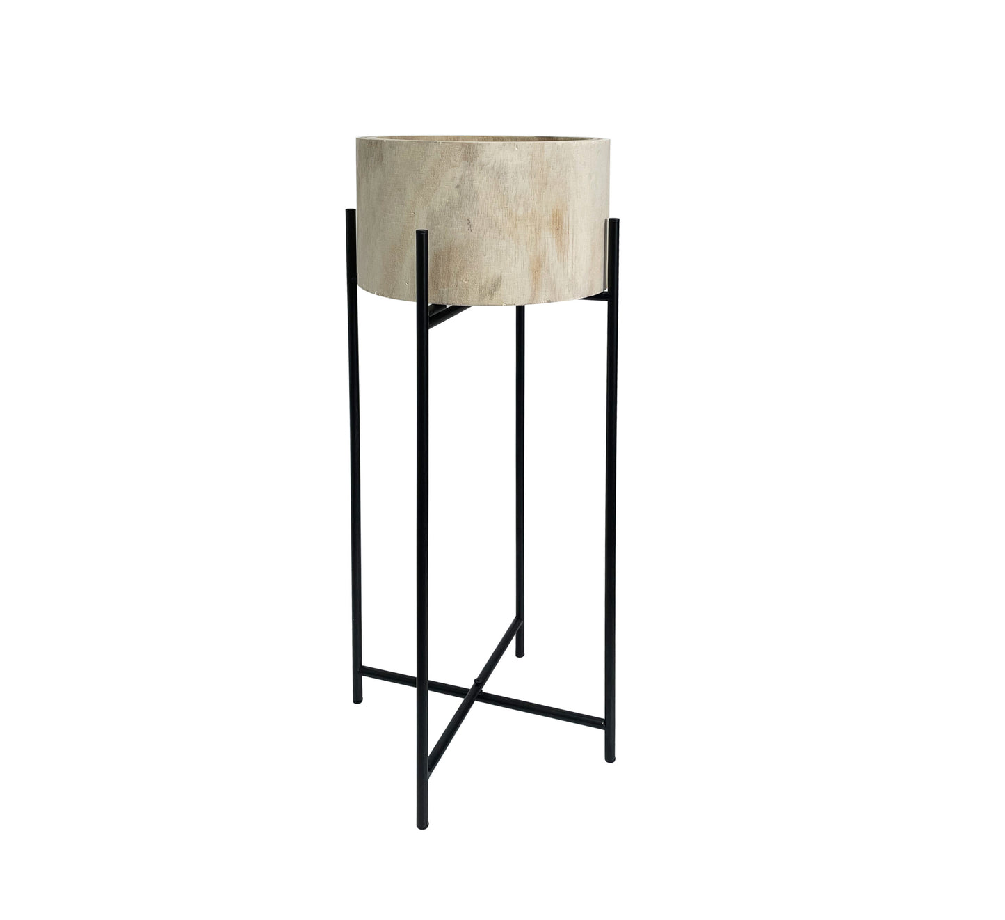 Natural Wood Pot Planter on Cross-Legged Stand