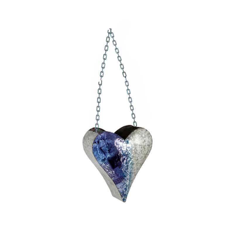 Natures Art with Blue Heart Hanging Pot Planter
