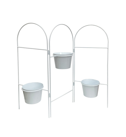 Three Tier White Planter Stand with Pots