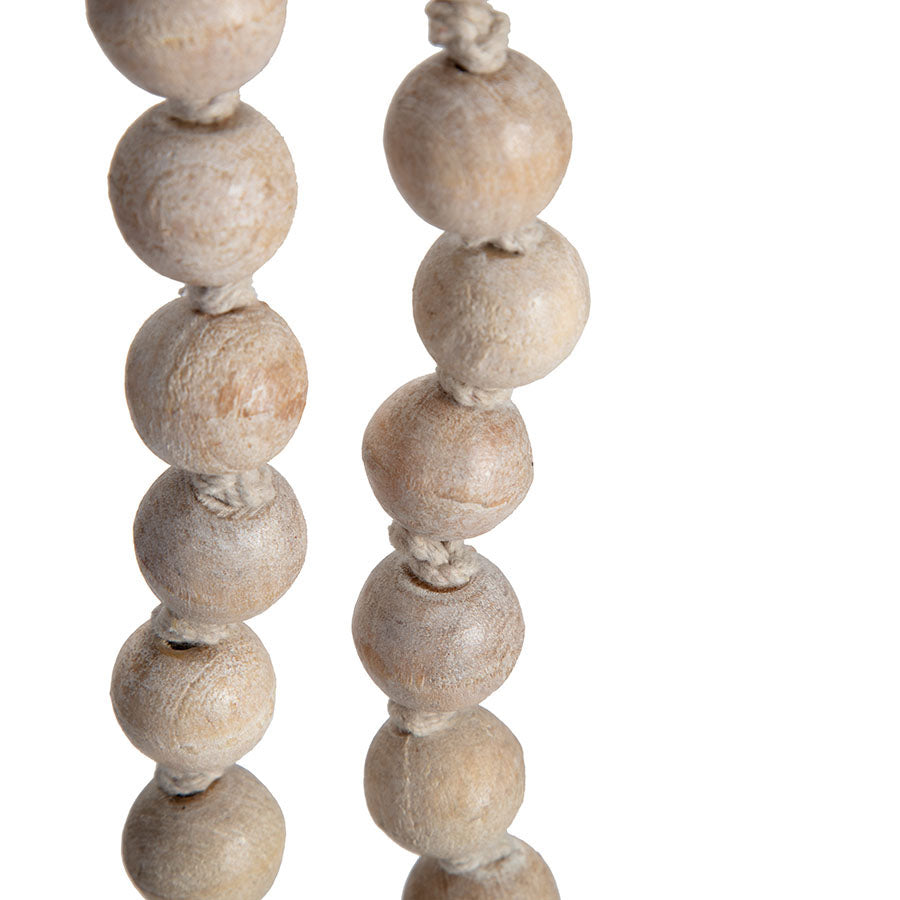 Whitewash Mango Wood Bead Garland with Tassles