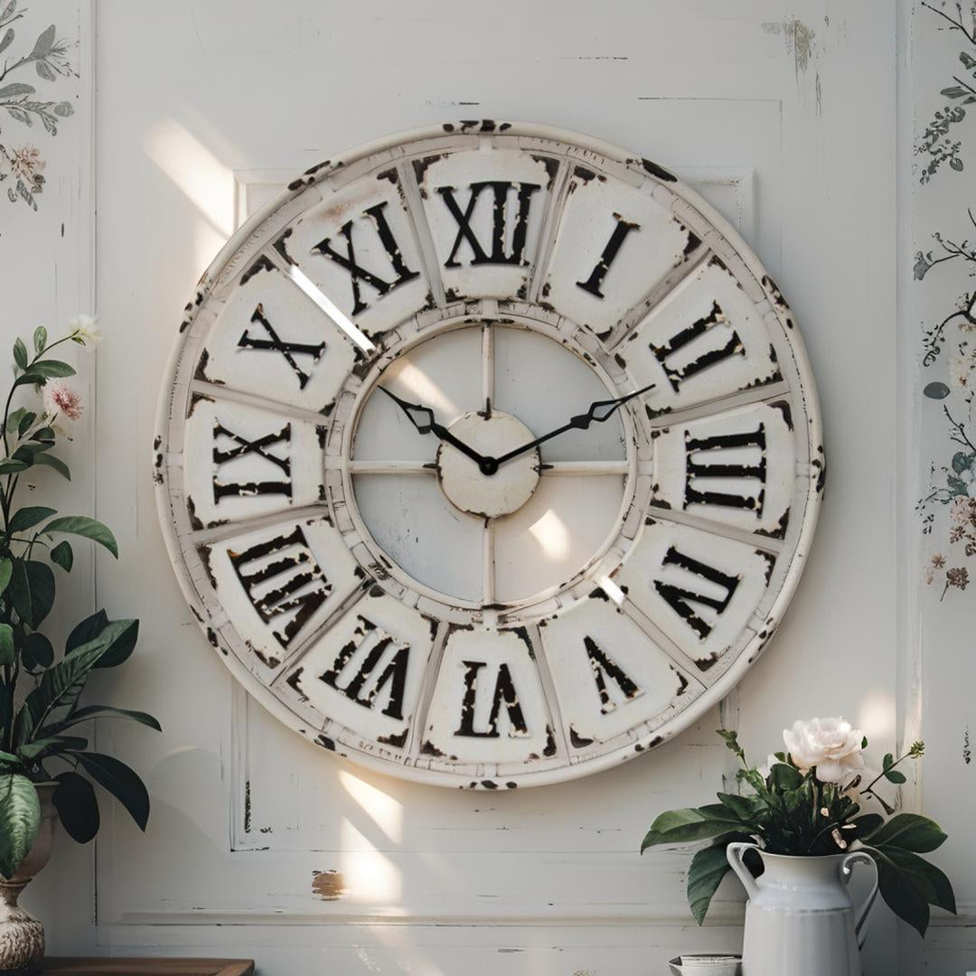 Antique Roman Numeral Round Wall Clock