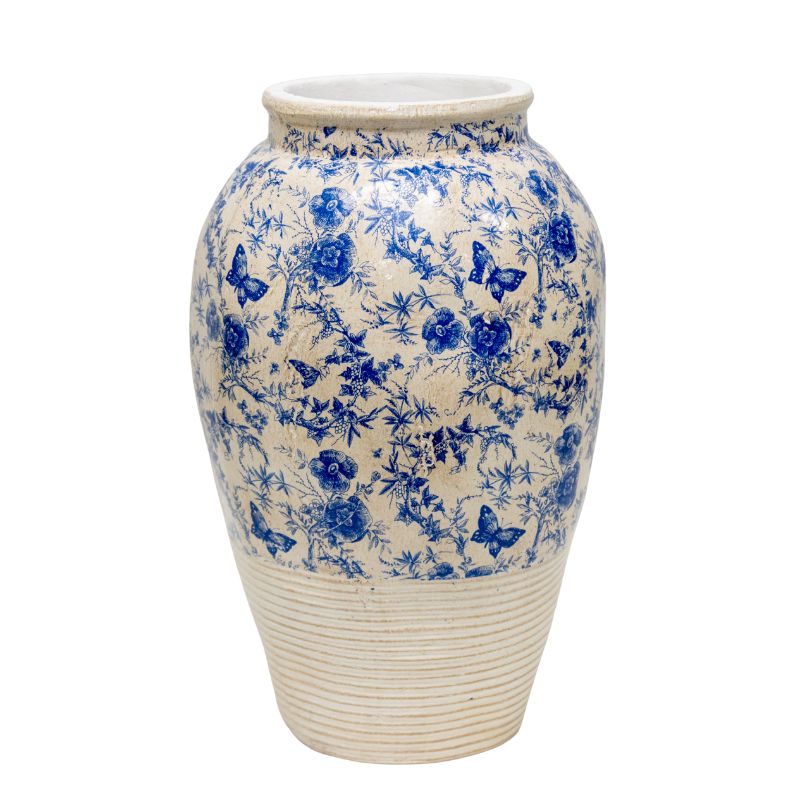 Glazed Blue Stoneware Vase - Large
