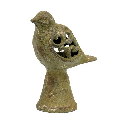 Aged Cast-Iron Bird on Base Decor
