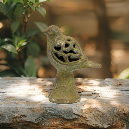 Aged Cast-Iron Bird on Base Statue