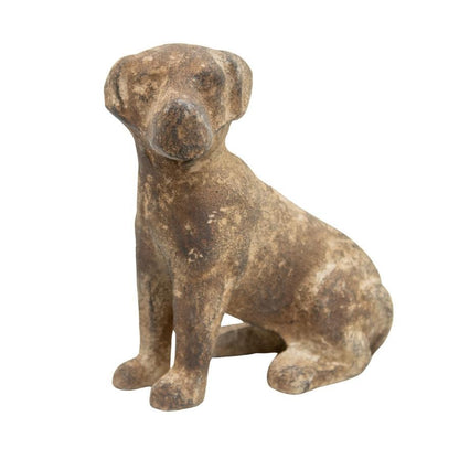 Aged Cast-Iron Sitting Dog Statue