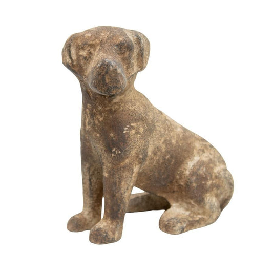Aged Cast-Iron Sitting Dog Statue