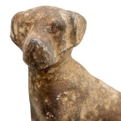 Aged Cast-Iron Sitting Dog Statue