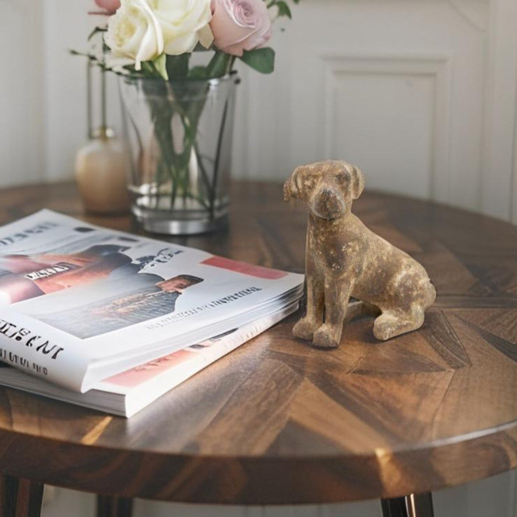 Aged Cast-Iron Sitting Dog Statue