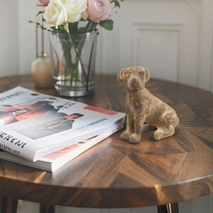 Aged Cast-Iron Sitting Dog Statue