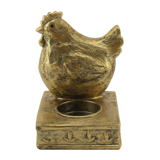 Antique Gold Chook Tea Light Candle Holder