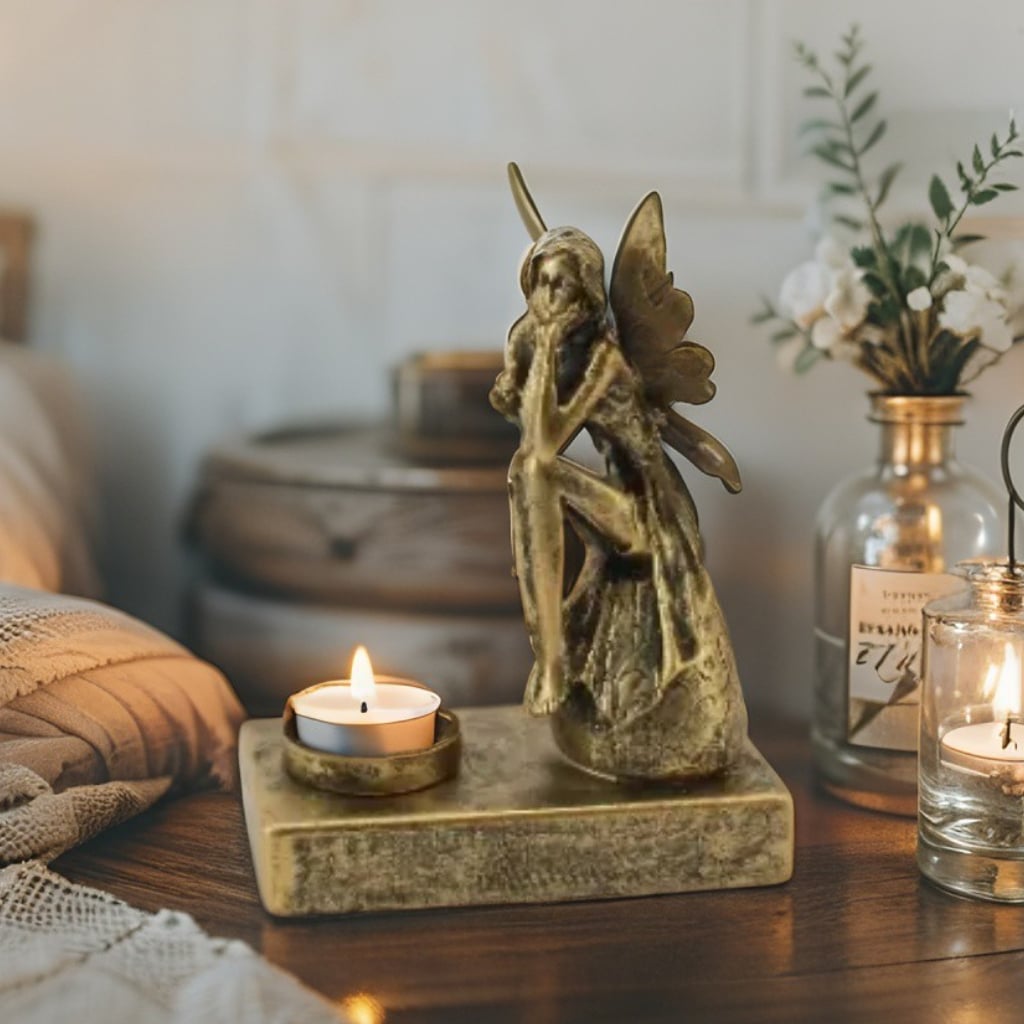 Antique Gold Fairy Tea Light Candle Holder