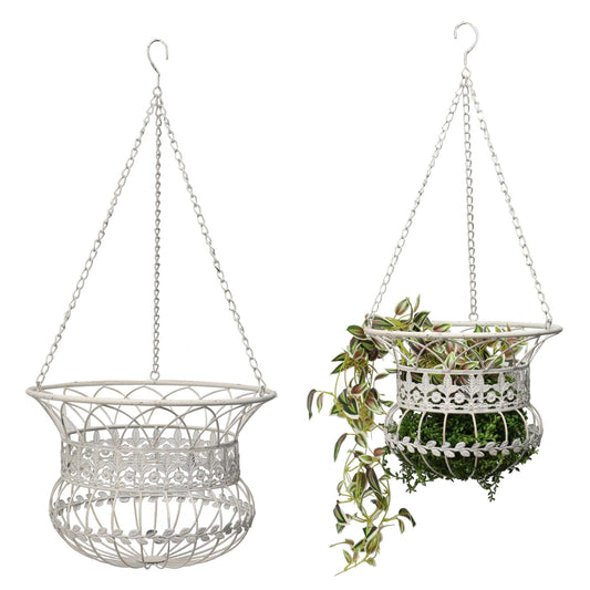 Antique Nested White Hanging Baskets