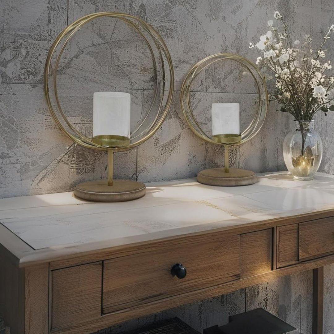 Aura Candle Holders on Timber Base