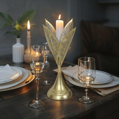 Aura Leaves Taper Candle Holder - Tall