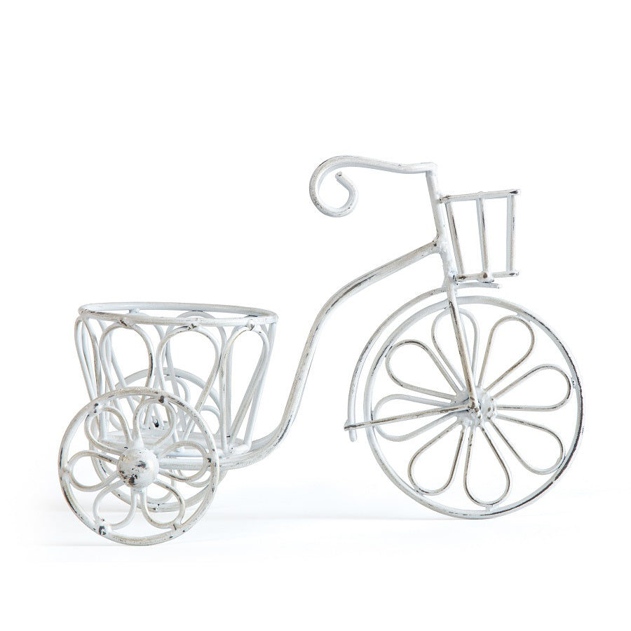 Bicycle Small Distressed White Planter