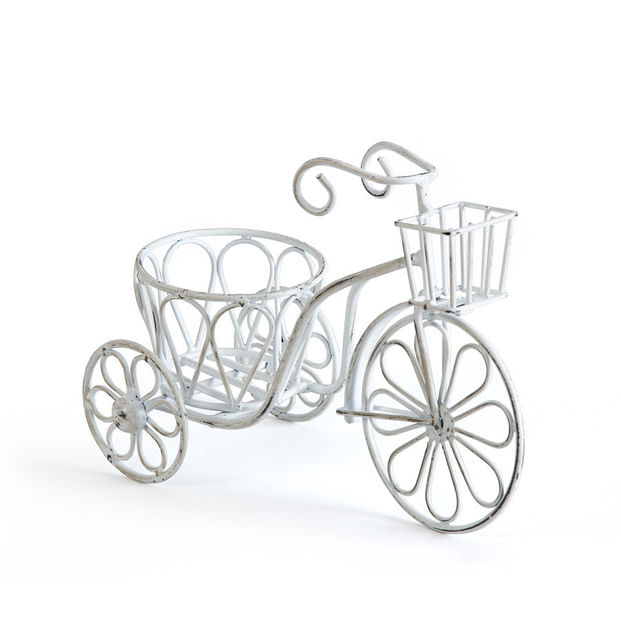 Bicycle Small Distressed White Planter