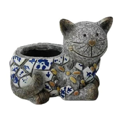 Blue & White Style Cat Planter
