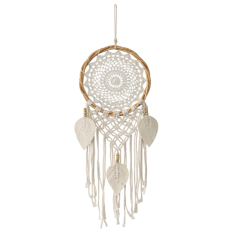 Boho Dream Catcher Handmade with Leaf Shaped Tassel