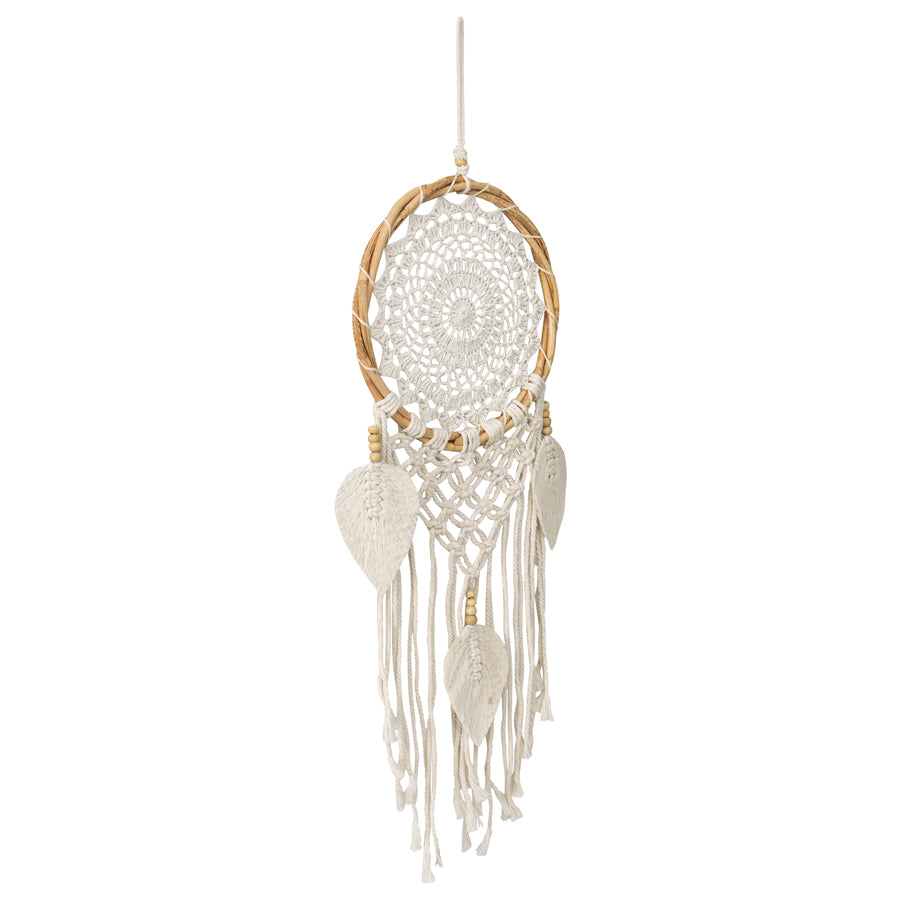 Boho Dream Catcher Handmade with Leaf Shaped Tassel