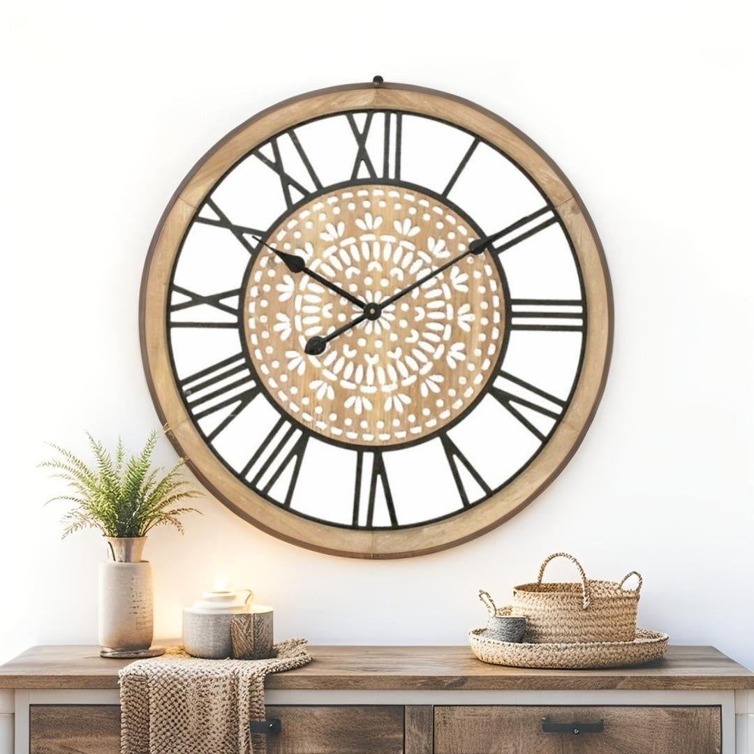 Carved Industro Hamptons Wall Clock