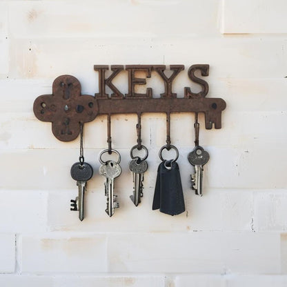 Cast-Iron Wall Hanging Key with 5 Hooks