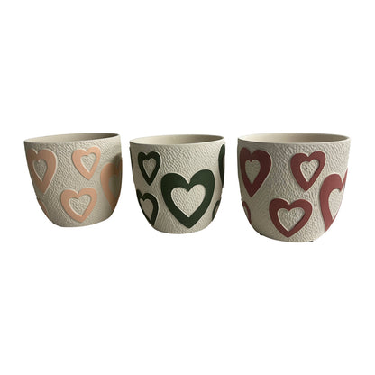 Colour Heart Pots with Hole & Plug - Set of 3