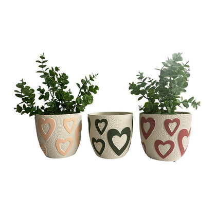 Colour Heart Pots with Hole & Plug - Set of 3