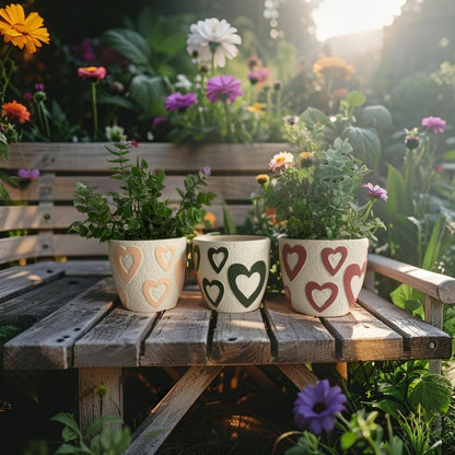 Colour Heart Pots with Hole & Plug - Set of 3