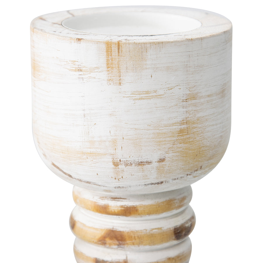 Contemporary Carved Loop Pillar Candle Holder - Tall