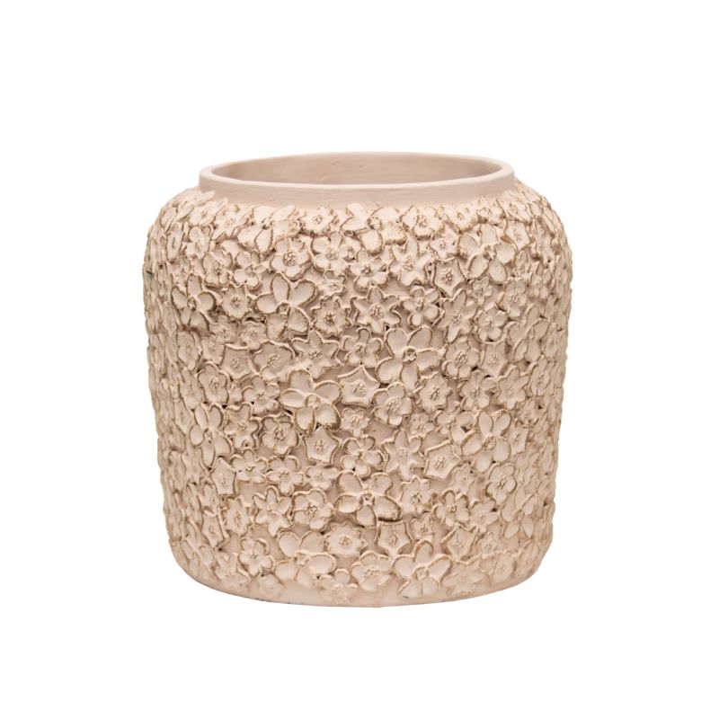 Dusty Pink Flower Embossed Planter