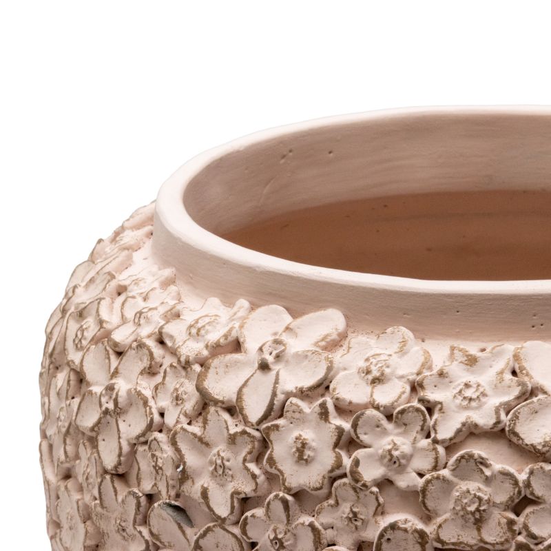 Dusty Pink Flower Embossed Planter