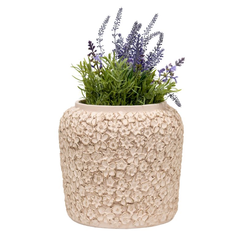 Dusty Pink Flower Embossed Planter