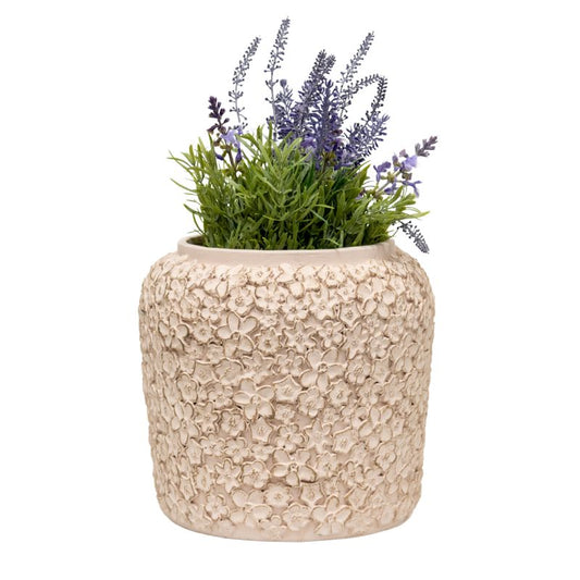 Dusty Pink Flower Embossed Planter