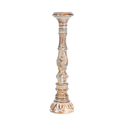 Embellished Hand Carved Pillar Candle Holder