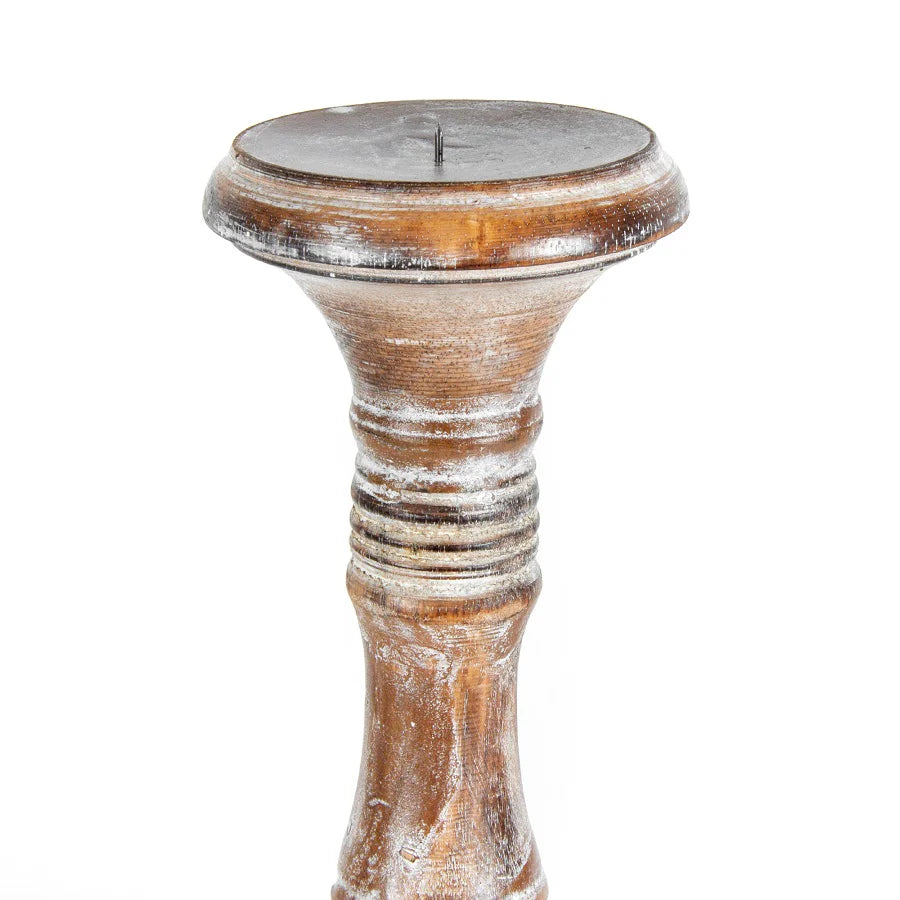 Embellished Hand Carved Pillar Candle Holder