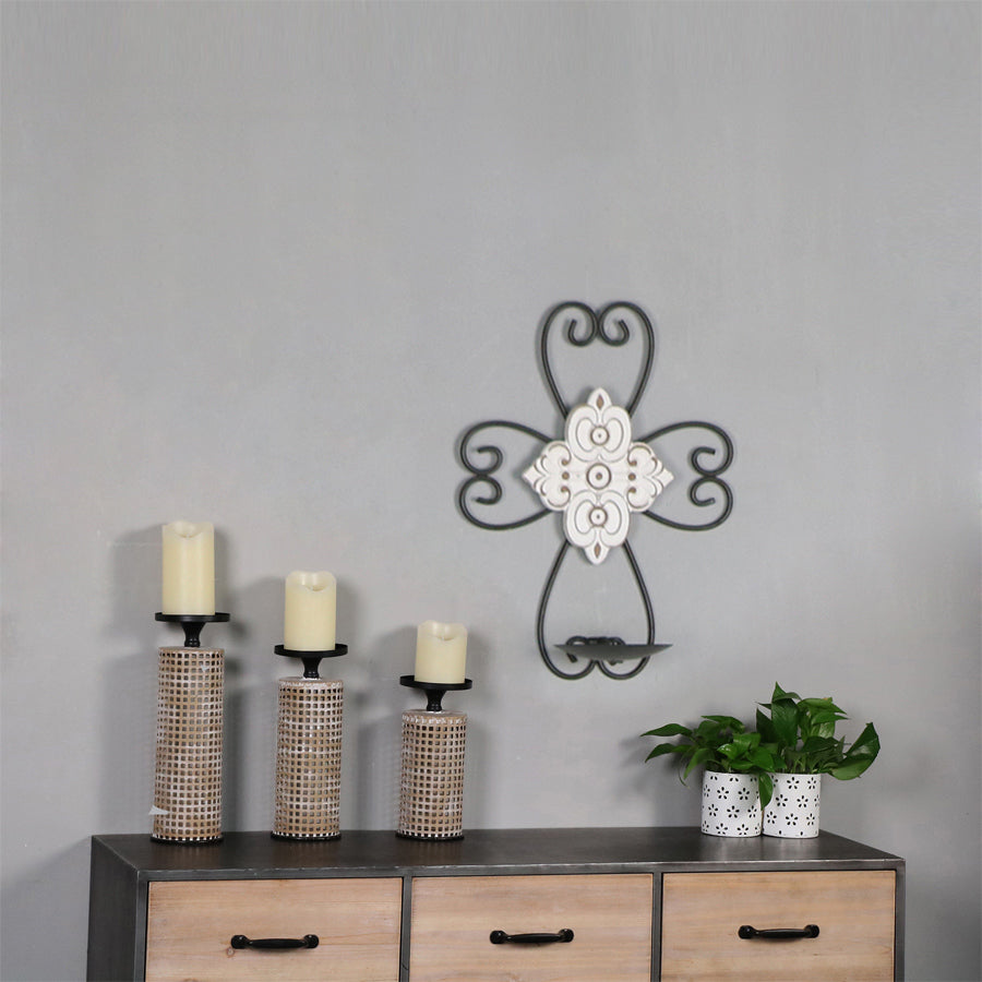 Fleur Moulded Cross Wall Sconce