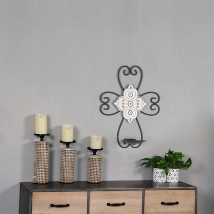 Fleur Moulded Cross Wall Sconce