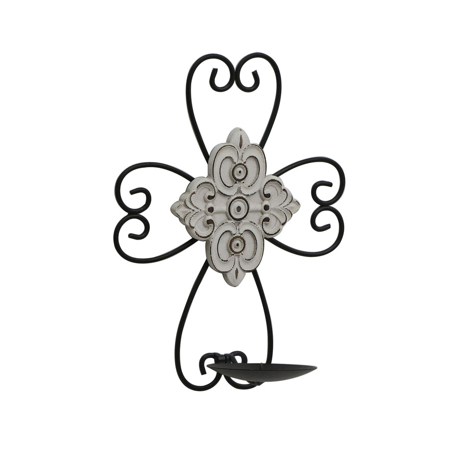 Fleur Moulded Cross Wall Sconce