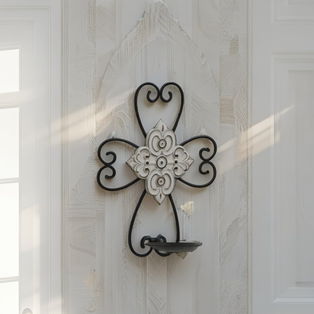Fleur Moulded Cross Wall Sconce