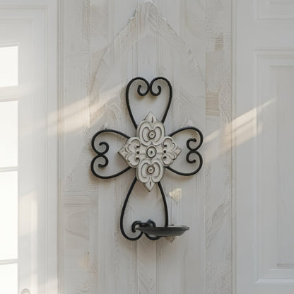Fleur Moulded Cross Wall Sconce