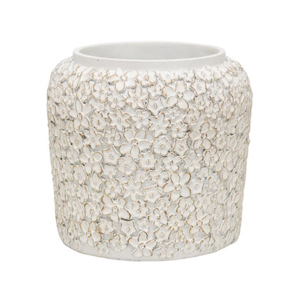 Flower Embossed White Planter